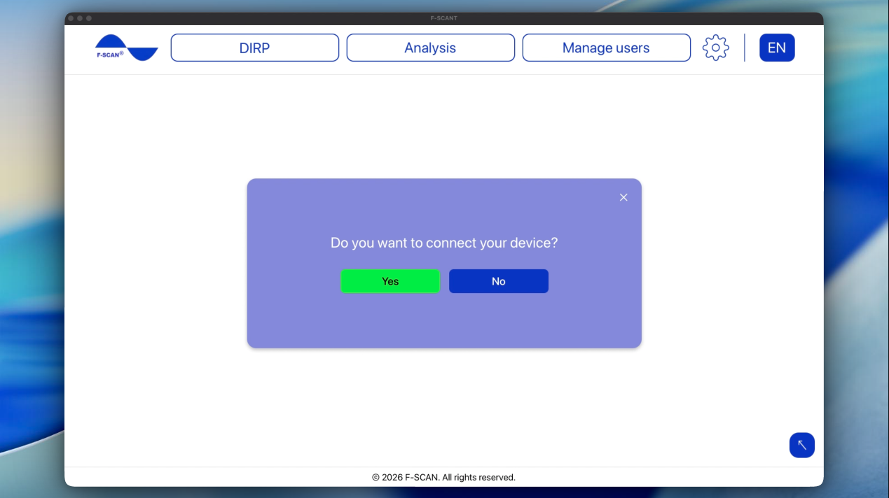 Do you want to connect your device? with Yes and No